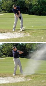 bunker shot-impact and follow-through