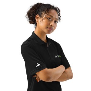 Golf Tips Women's adidas sport polo (Black/Navy/Royal Blue)